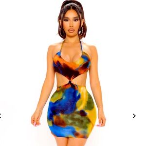 Vibrant Multicolor Halter Dress 🌴🏝️